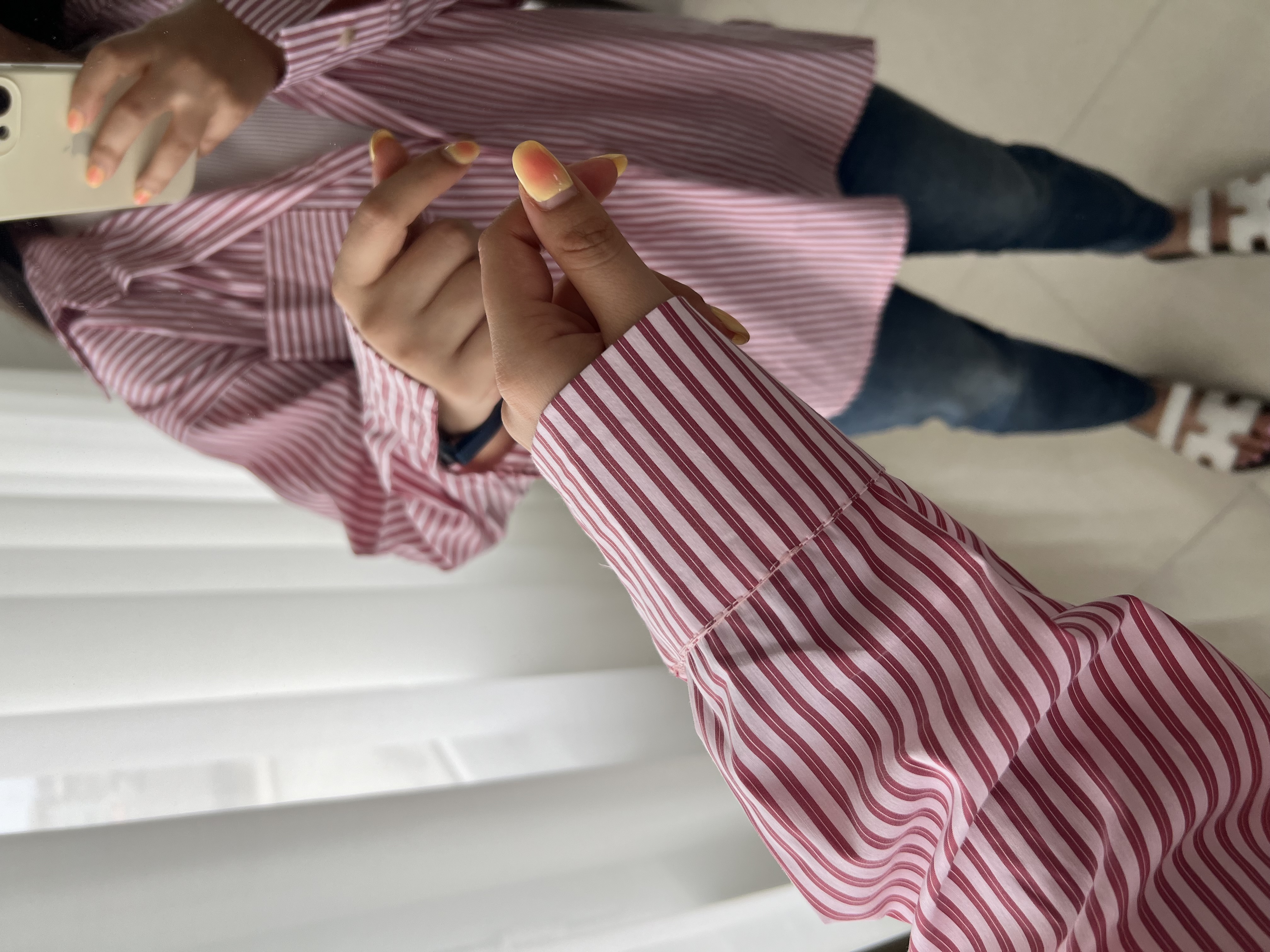 شومیز راه راه قد ٨٠استین بلند